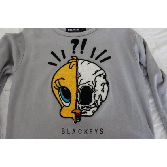Tweety Bird Split Skull Gothic Sweatshirt, Raised Lettering Tweety, Grey, Large - Picture 2 of 8